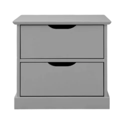 Table de chevet 2 tiroirs bois Théa, Gris
