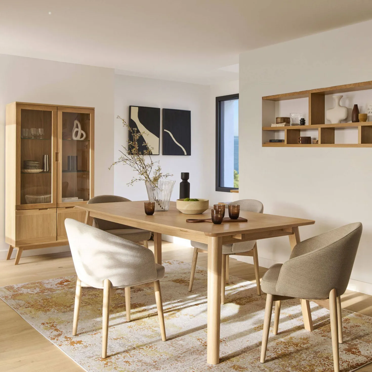 Table à manger rectangulaire bois avec rallonges en option 6 à 8 personnes Adèle