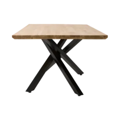 Table à manger rectangulaire chêne massif, pieds métal noir 8 personnes Victoire