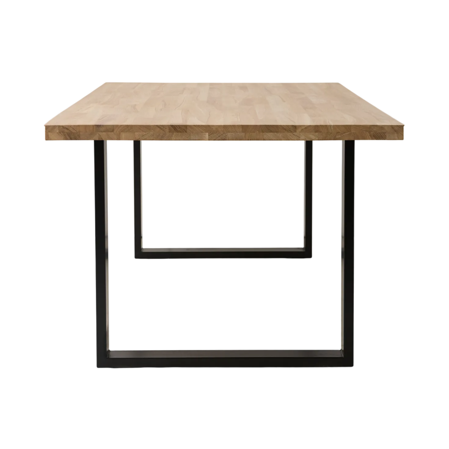 Table à manger rectangulaire chêne massif, pieds métal noir 8 personnes Valencia