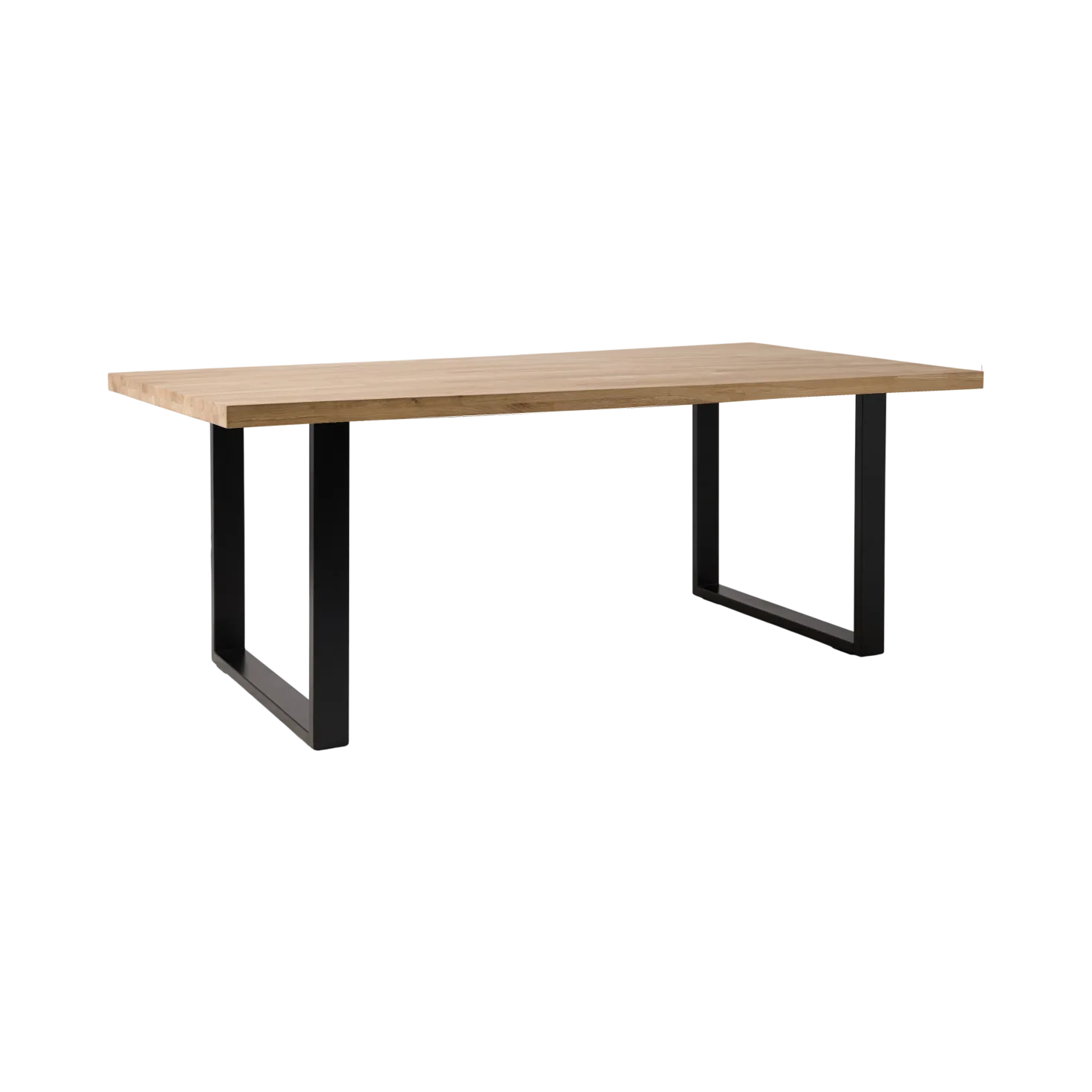 Table à manger rectangulaire chêne massif, pieds métal noir 8 personnes Valencia