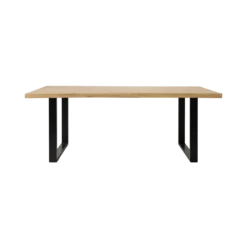 Table à manger rectangulaire chêne massif, pieds métal noir 8 personnes Valencia