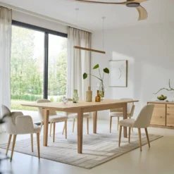 Table à manger rectangulaire extensible bois 6 à 10 personnes Albin