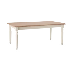 Table à manger rectangulaire extensible bois et blanc 6 à 10 personnes Apolline