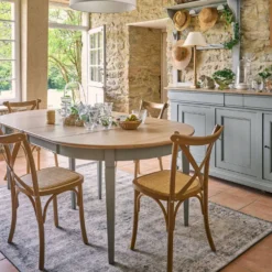 Table à manger ronde extensible bois massif 4 à 8 personnes Embellie