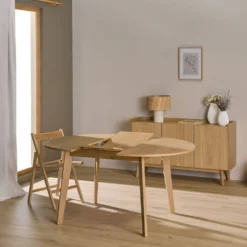 Table à manger ronde extensible bois 4 à 6 personnes Agatha