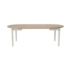 Table à manger ronde extensible blanc et bois 4 à 8 personnes Apolline