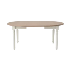 Table à manger ronde extensible blanc et bois 4 à 8 personnes Apolline
