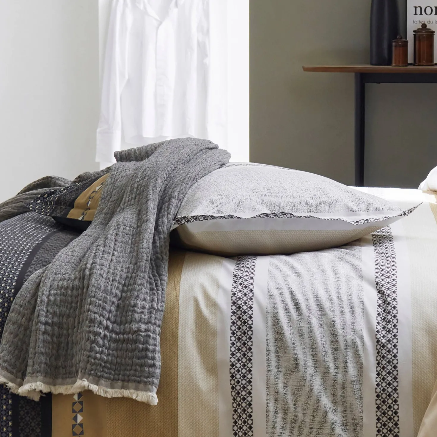 TRADILINGE Taie d'oreiller percale Marlow Acier