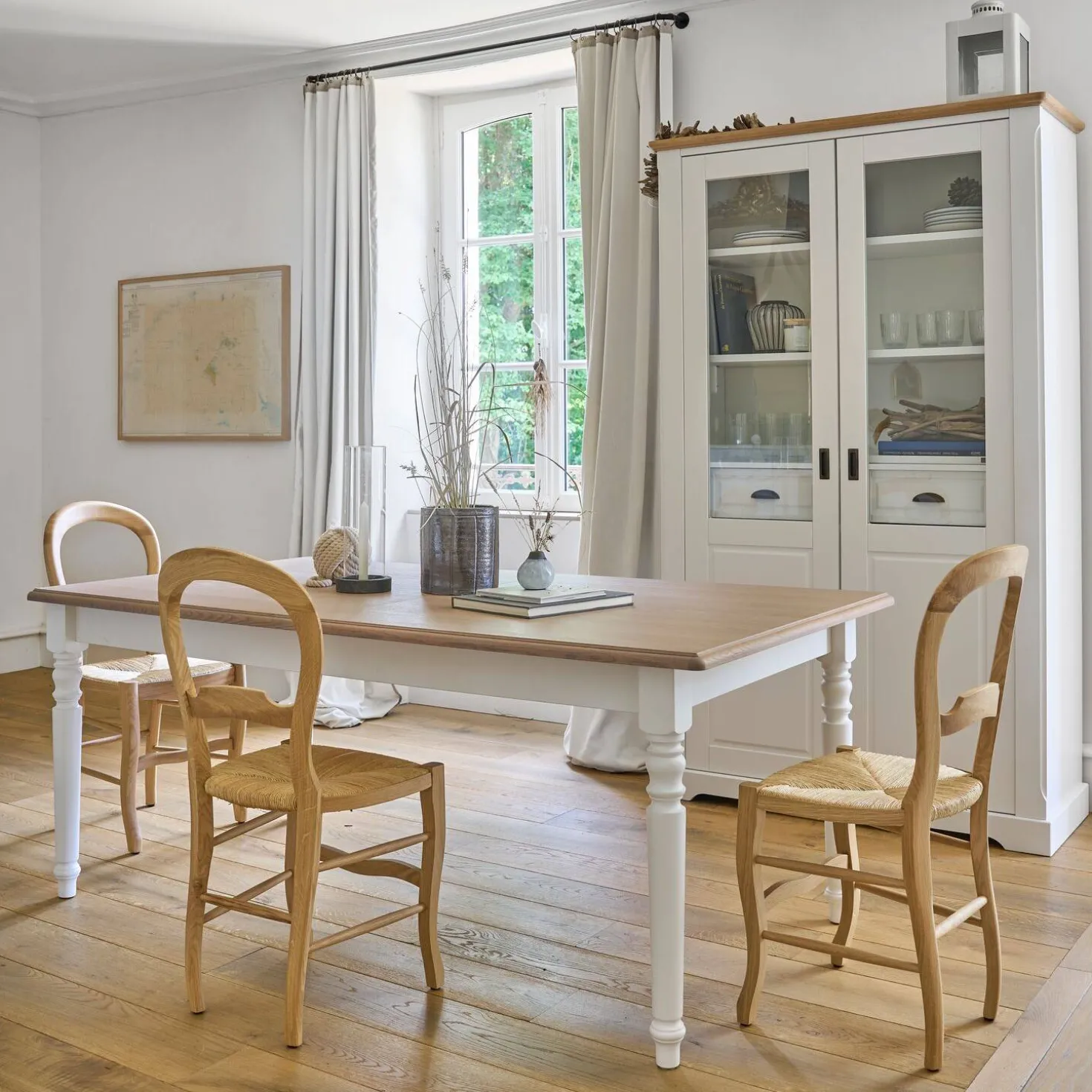Vaisselier blanc et bois Apolline