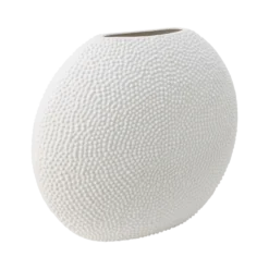 Vase céramique déco texturé blanc 42 cm Sila
